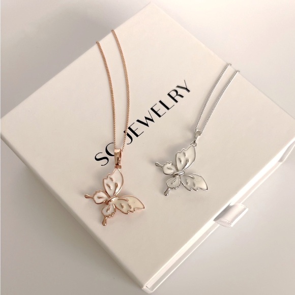 Butterfly Necklace 18k Gold Plated Rose Gold Luxury Jewelry - Picture 5 of 9